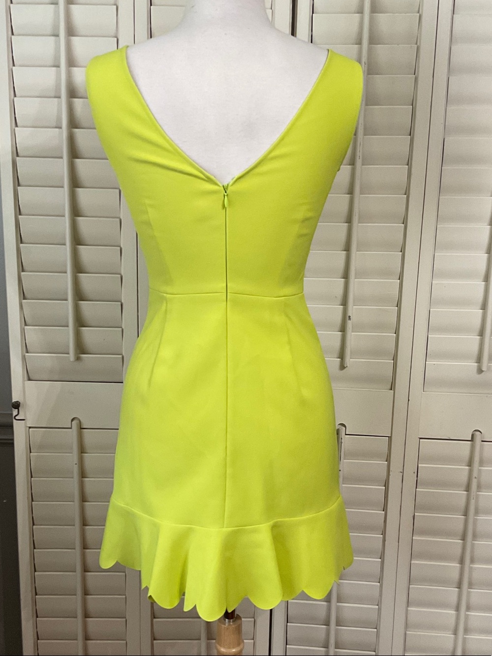 J. Crew Neon Yellow Scallop-Hem Mini Dress - Picture 3 of 4